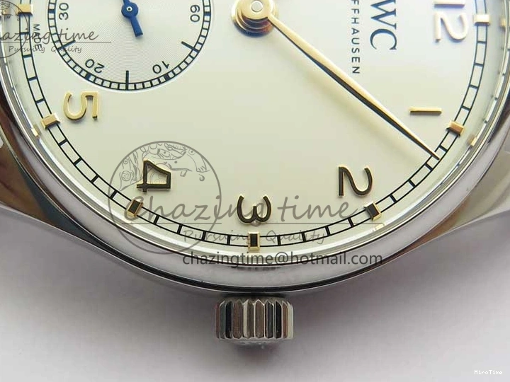 MIROTIME 0201 Original Portuguese IW358304 ZF 1:1 Best Edition SS White Dial RG Markers on Leather Strap A 7077